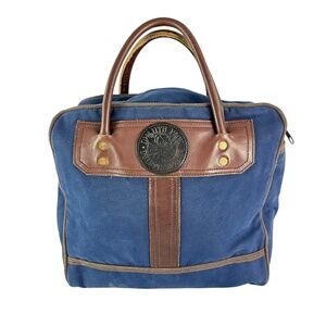 Vintage DULUTH PACK Blue Canvas and Leather Sportsman Tote Bag Made In USA